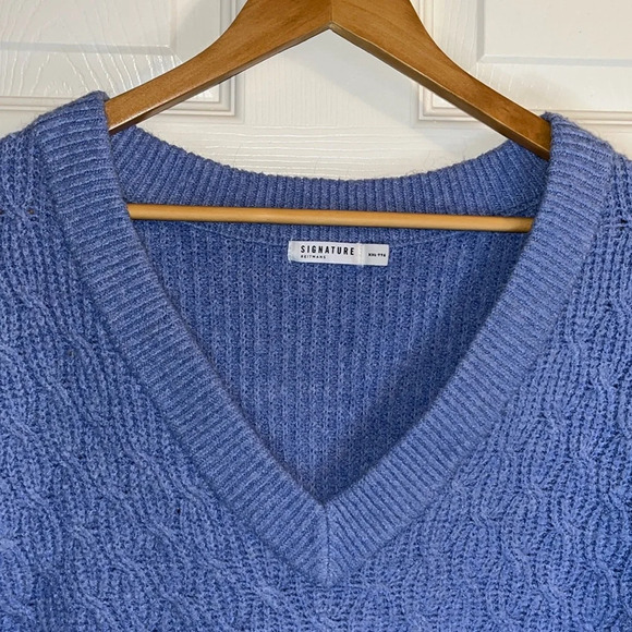 Reitmans Signature chunky v-neck sweater women’s XXL dusty blue knit dusty blue - Picture 2 of 10